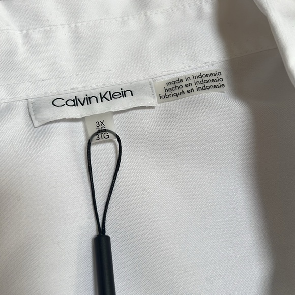 New! Calvin klein plus size 3X white roll tab long sleeve non iron cotton shirt. - Picture 8 of 12
